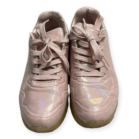 Skechers Pink Holographic Sneakers US 4 EUR 36 Memory Foam Light Pink Iridescent - Picture 1 of 6